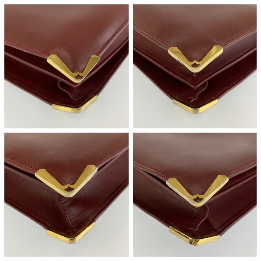 26601
CARTIER カルティエ マストライン ワインレッド ボルドー ゴールド金具 レザー ビジネスバッグ ブリーフケース メンズ AB28