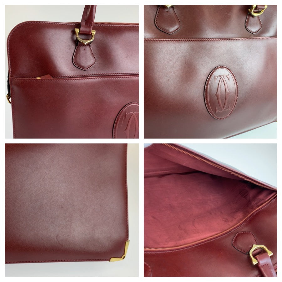 26601
CARTIER カルティエ マストライン ワインレッド ボルドー ゴールド金具 レザー ビジネスバッグ ブリーフケース メンズ AB28