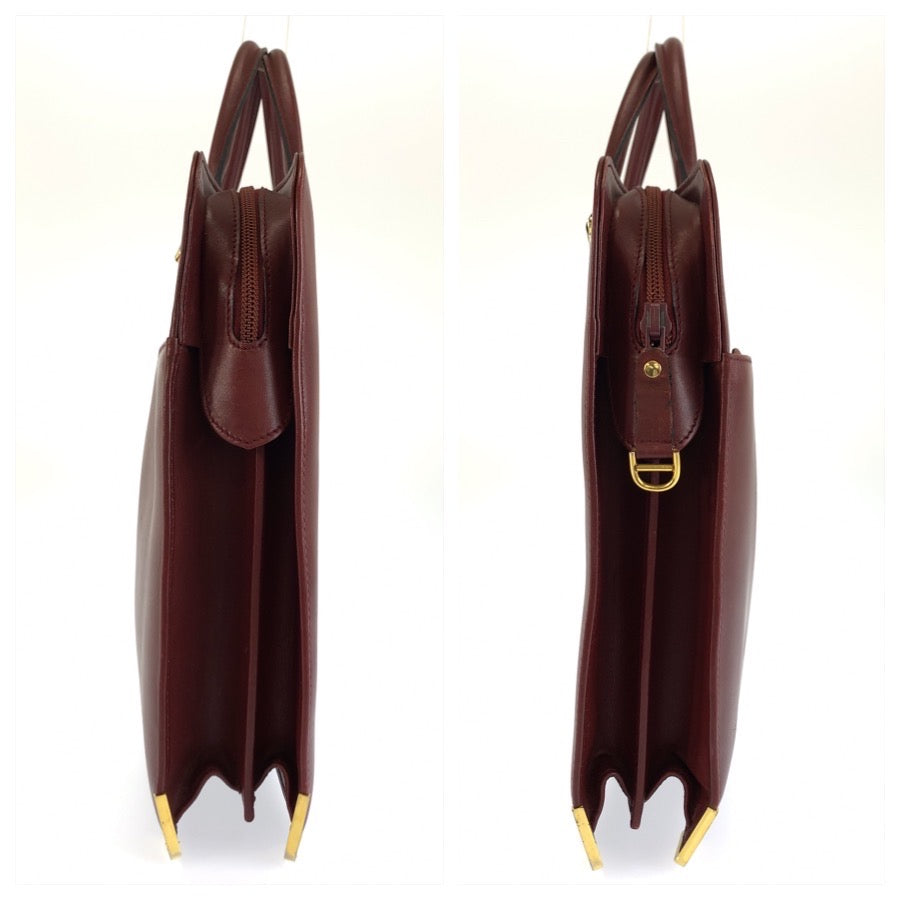 26601
CARTIER カルティエ マストライン ワインレッド ボルドー ゴールド金具 レザー ビジネスバッグ ブリーフケース メンズ AB28