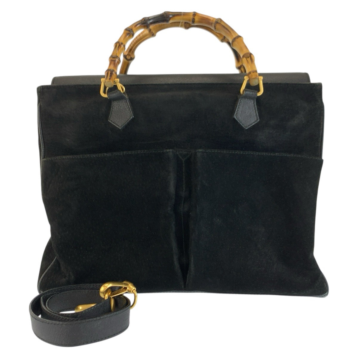 26602
GUCCI グッチ ヴィンテージ バンブー ブラック 黒 ゴールド金具 スウェード / レザー 002 123 0322 ハンドバッグ ショルダーバッグ 2way レディース AB36