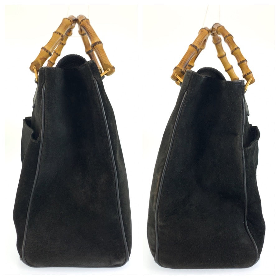 26602
GUCCI グッチ ヴィンテージ バンブー ブラック 黒 ゴールド金具 スウェード / レザー 002 123 0322 ハンドバッグ ショルダーバッグ 2way レディース AB36