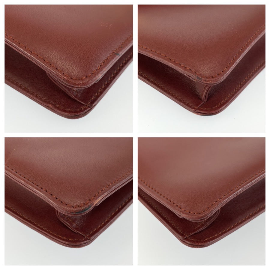 26604
CARTIER カルティエ ヴィンテージ マストライン ワインレッド ボルドー ゴールド金具 レザー ショルダーバッグ ポシェット レディース AB28