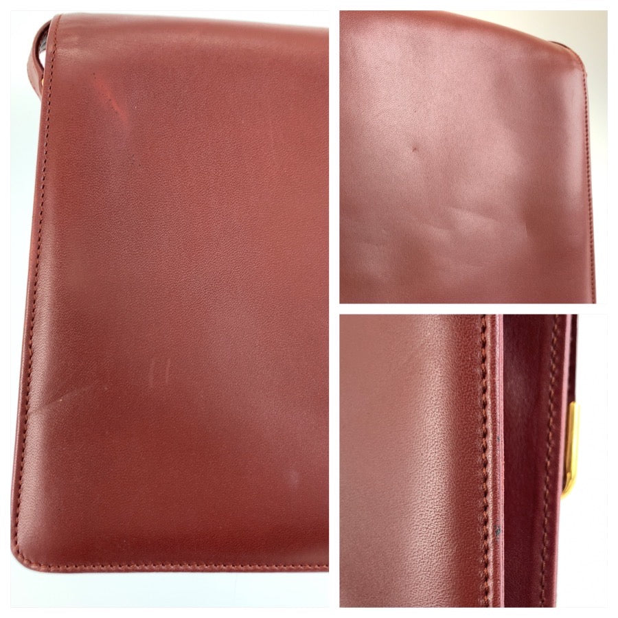 26604
CARTIER カルティエ ヴィンテージ マストライン ワインレッド ボルドー ゴールド金具 レザー ショルダーバッグ ポシェット レディース AB28