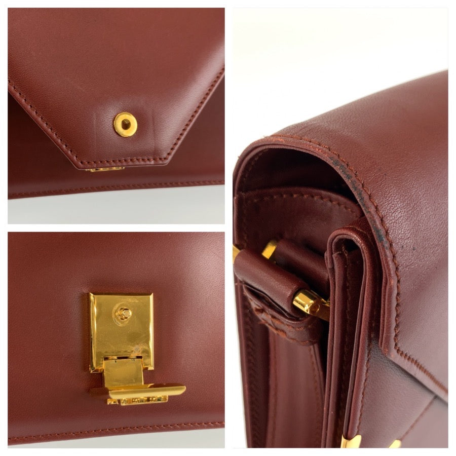 26604
CARTIER カルティエ ヴィンテージ マストライン ワインレッド ボルドー ゴールド金具 レザー ショルダーバッグ ポシェット レディース AB28