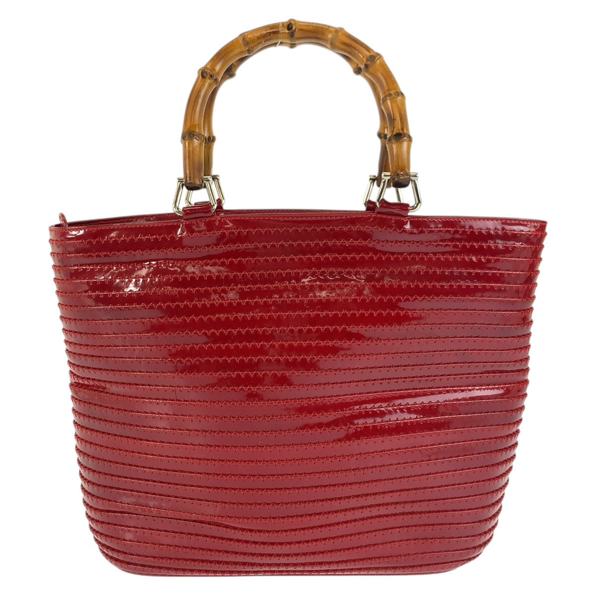 26605
GUCCI グッチ バンブー レッド シルバー金具 パテントレザー 002 1817 0413 ハンドバッグ トートバッグ レディース ABP42