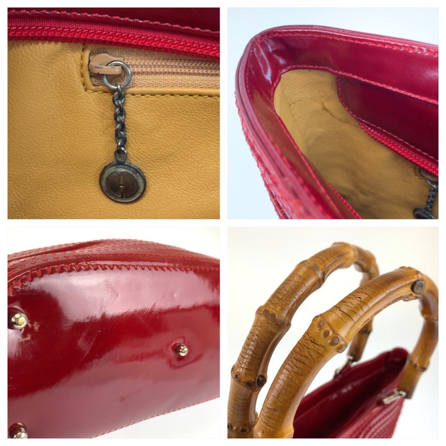 26605
GUCCI グッチ バンブー レッド シルバー金具 パテントレザー 002 1817 0413 ハンドバッグ トートバッグ レディース ABP42