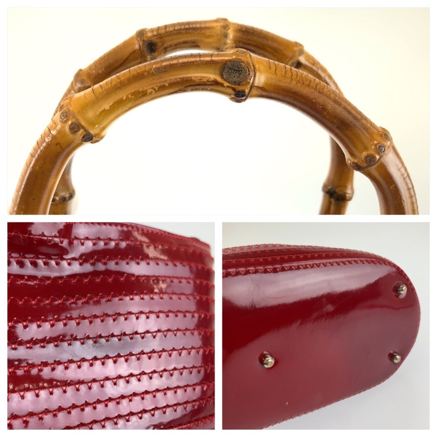26605
GUCCI グッチ バンブー レッド シルバー金具 パテントレザー 002 1817 0413 ハンドバッグ トートバッグ レディース ABP42