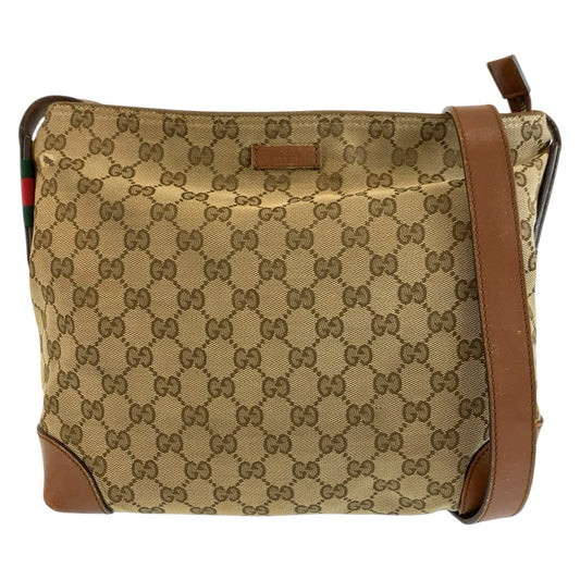 26606
GUCCI グッチ ベージュ ブラウン GGキャンバス / レザー 337598 ショルダーバッグ メッセンジャーバッグ レディース AB28