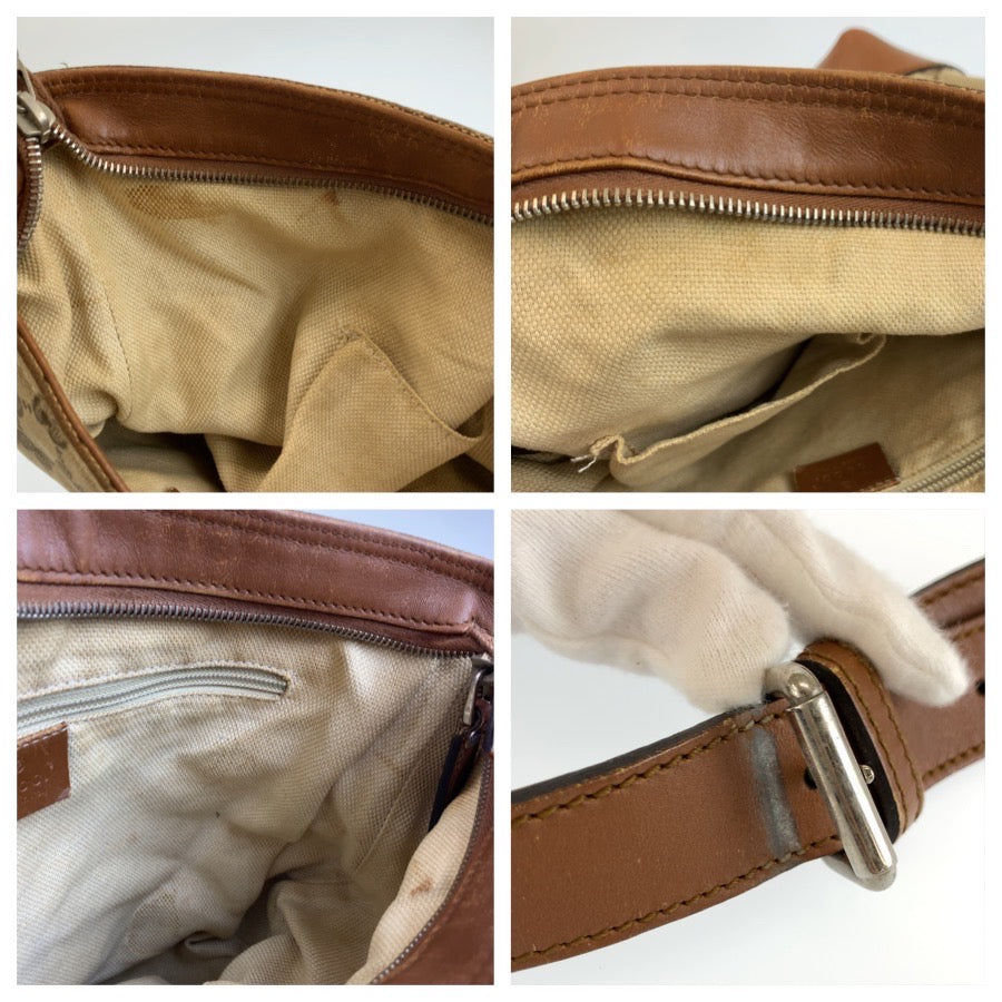 26606
GUCCI グッチ ベージュ ブラウン GGキャンバス / レザー 337598 ショルダーバッグ メッセンジャーバッグ レディース AB28