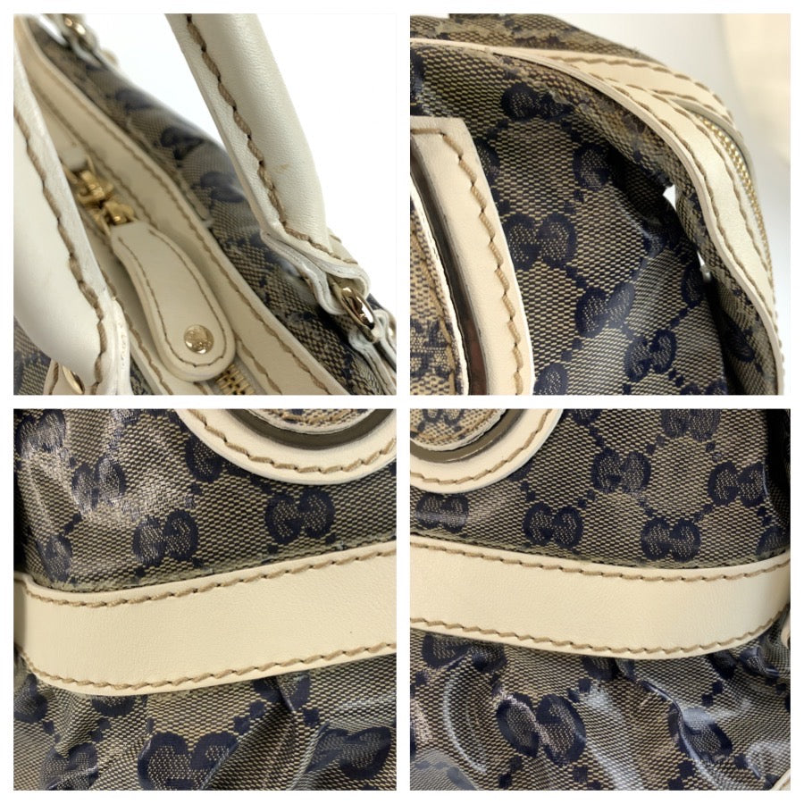 26608
GUCCI グッチ GGクリスタル グレー ネイビー ホワイト コーティングキャンバス 223962 ハンドバッグ ミニボストンバッグ レディース AB37