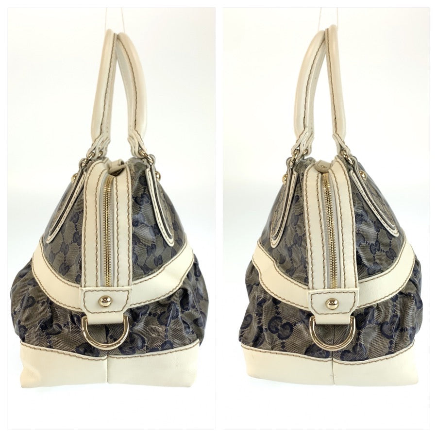26608
GUCCI グッチ GGクリスタル グレー ネイビー ホワイト コーティングキャンバス 223962 ハンドバッグ ミニボストンバッグ レディース AB37