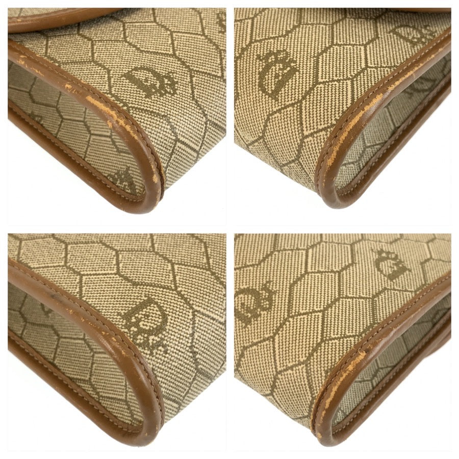 26609
Christian Dior クリスチャンディオール ヴィンテージ ハニカム ベージュ ブラウン ゴールド金具 PVC ショルダーバッグ ポシェット レディース AB30
