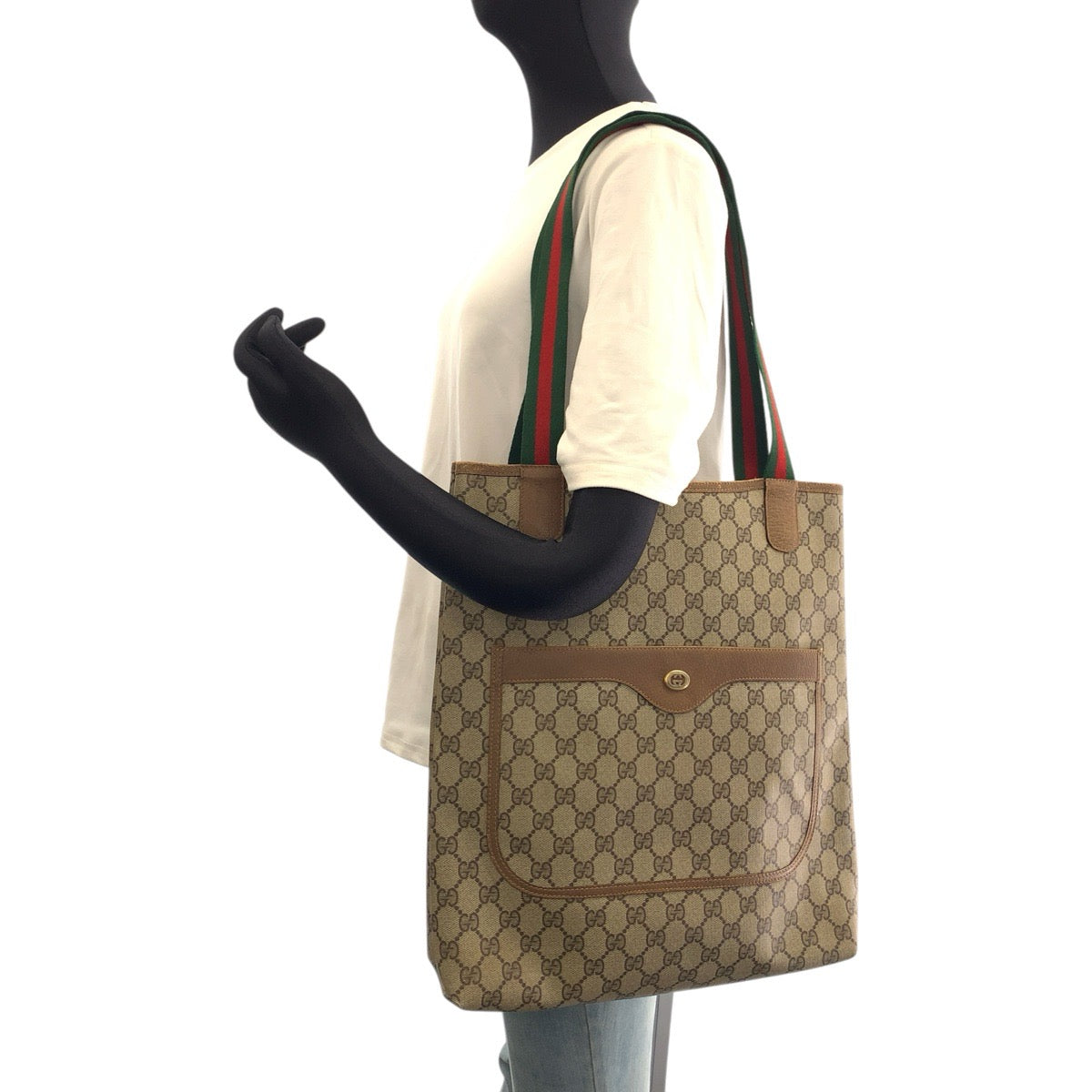 26610
GUCCI グッチ ヴィンテージ シェリーライン ベージュ ブラウン GGスプリームキャンバス / レザー 89 02 003 トートバッグ ショルダーバッグ レディース AB28