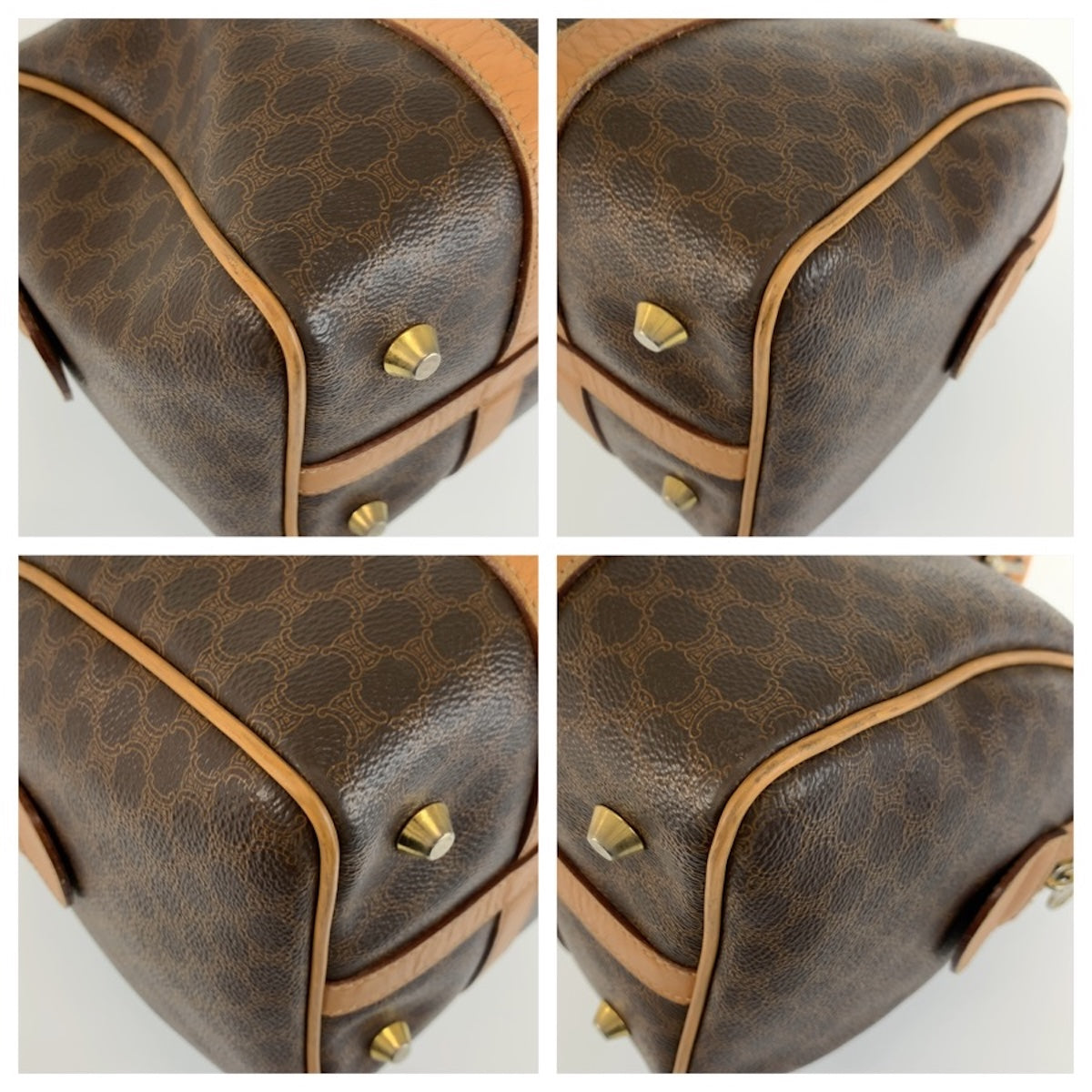 26612
CELINE セリーヌ ヴィンテージ マカダム ブラウン PVC / レザー M14 ハンドバッグ ミニボストンバッグ レディース ABP30