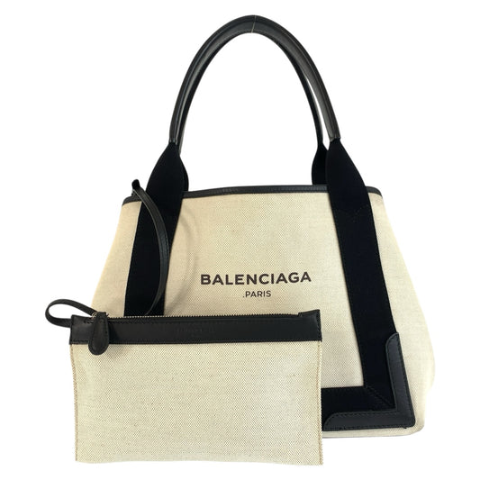 26617
BALENCIAGA バレンシアガ ネイビー カバス s アイボリー ブラック キャンバス / レザー 339933 トートバッグ ハンドバッグ レディース ABP37