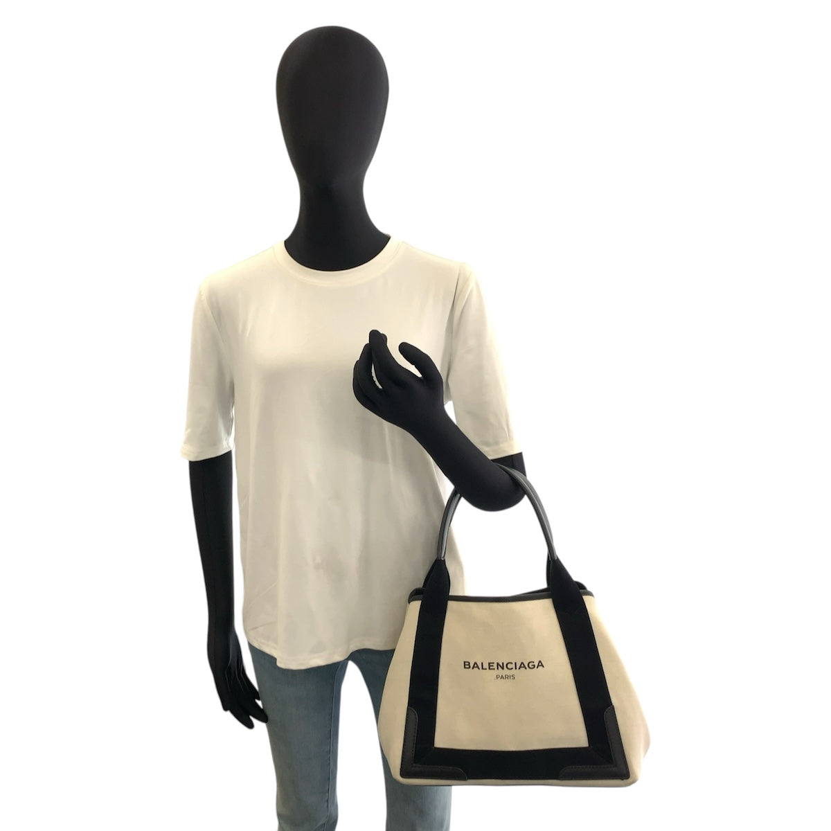 26617
BALENCIAGA バレンシアガ ネイビー カバス s アイボリー ブラック キャンバス / レザー 339933 トートバッグ ハンドバッグ レディース ABP37