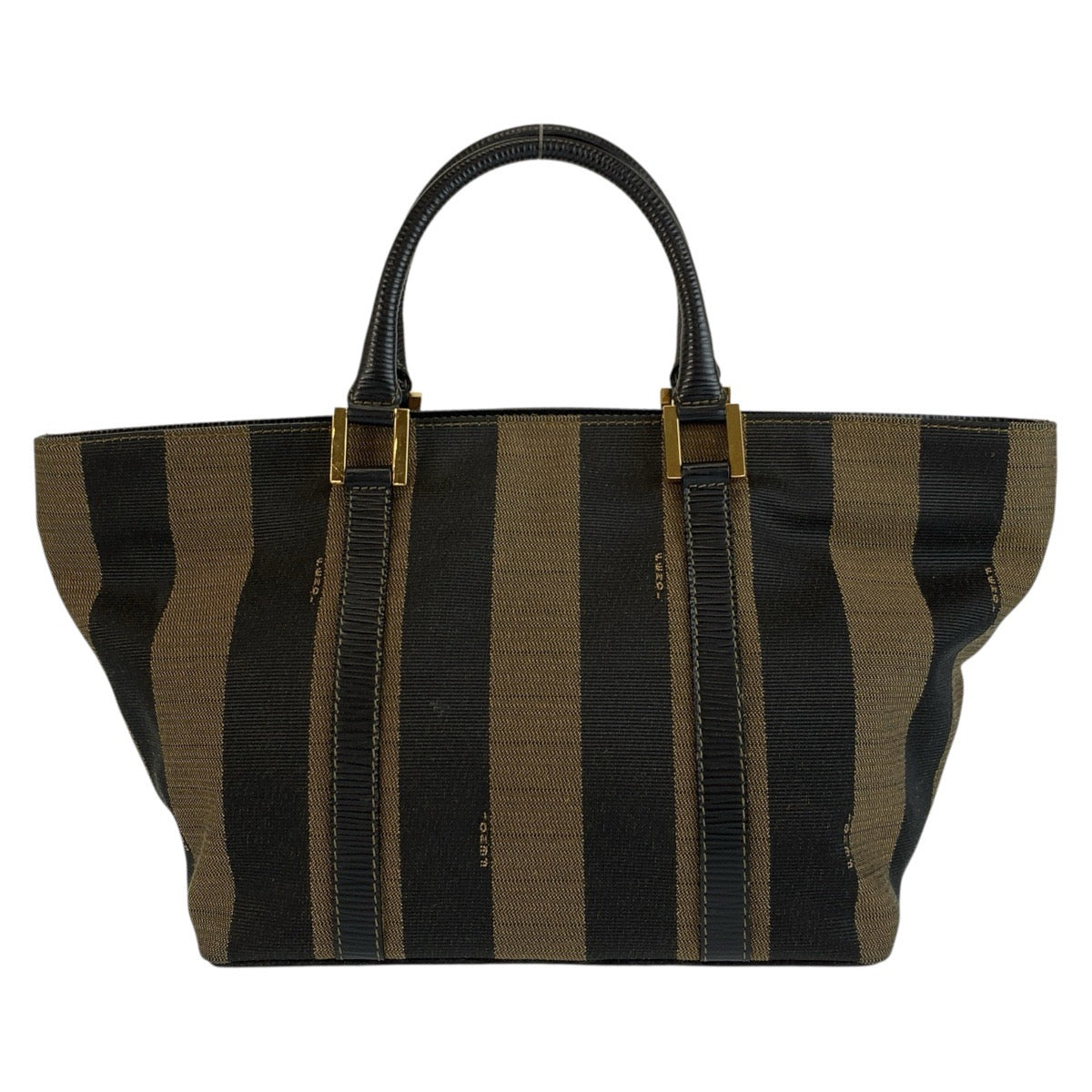 26618
FENDI フェンディ ヴィンテージ ペカン ブラウン ブラック ゴールド金具 キャンバス / レザー トートバッグ ハンドバッグ レディース AB36
