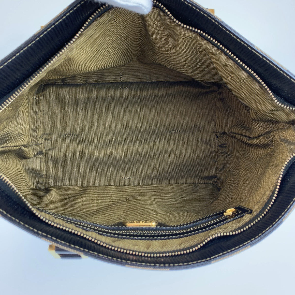 26618
FENDI フェンディ ヴィンテージ ペカン ブラウン ブラック ゴールド金具 キャンバス / レザー トートバッグ ハンドバッグ レディース AB36