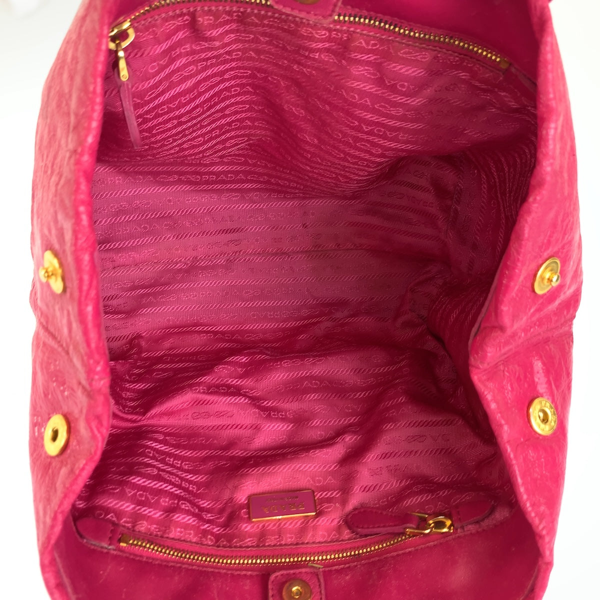 26621
PRADA プラダ リボン ピンク ゴールド金具 レザー トートバッグ ハンドバッグ レディース AB35