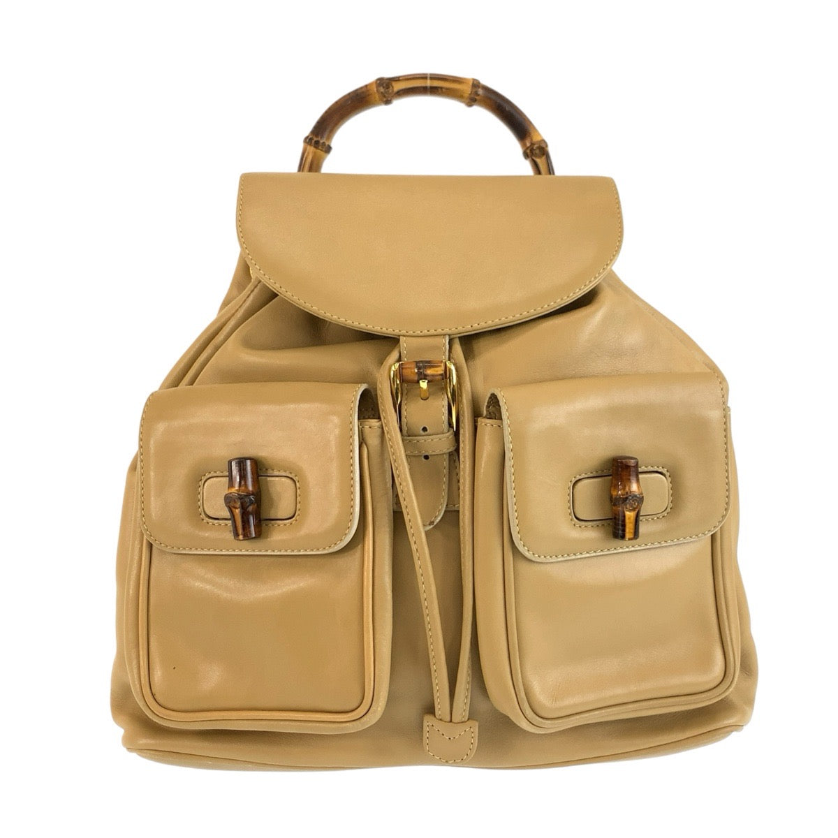 26623
GUCCI グッチ ヴィンテージ バンブー ベージュ ゴールド金具 レザー 003 2058 0016 リュックサック バックパック レディース ABP38