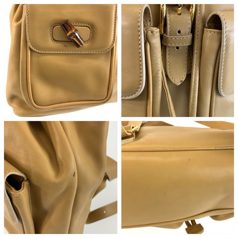 26623
GUCCI グッチ ヴィンテージ バンブー ベージュ ゴールド金具 レザー 003 2058 0016 リュックサック バックパック レディース ABP38