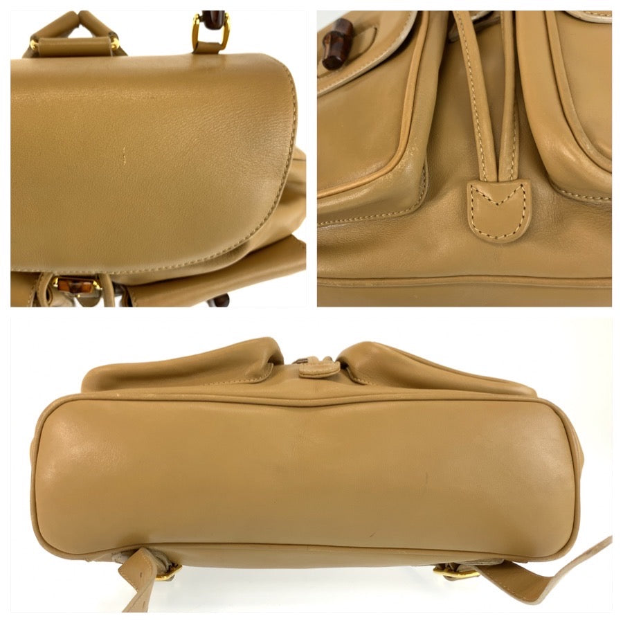 26623
GUCCI グッチ ヴィンテージ バンブー ベージュ ゴールド金具 レザー 003 2058 0016 リュックサック バックパック レディース ABP38