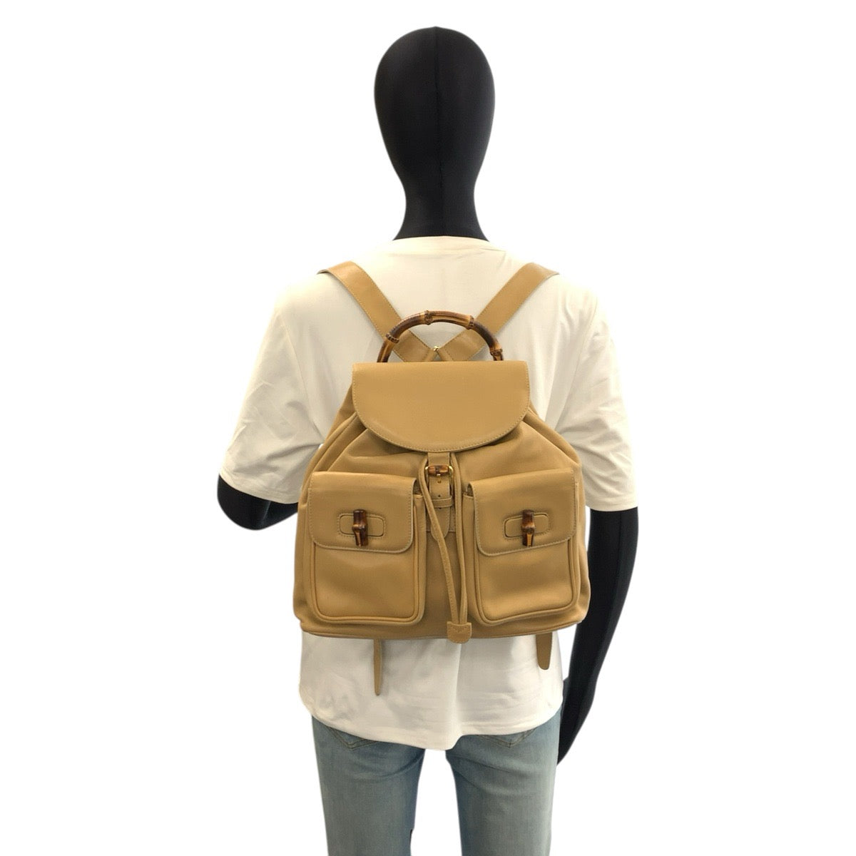 26623
GUCCI グッチ ヴィンテージ バンブー ベージュ ゴールド金具 レザー 003 2058 0016 リュックサック バックパック レディース ABP38