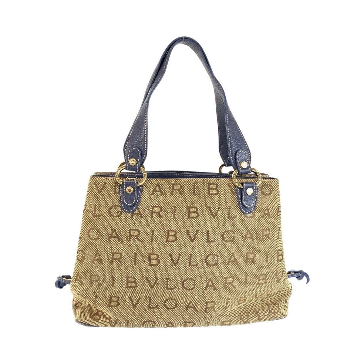 26624
BVLGARI ブルガリ ロゴマニア ベージュ ブルー ゴールド金具 キャンバス / レザー ハンドバッグ ショルダーバッグ 2WAY レディース AB32