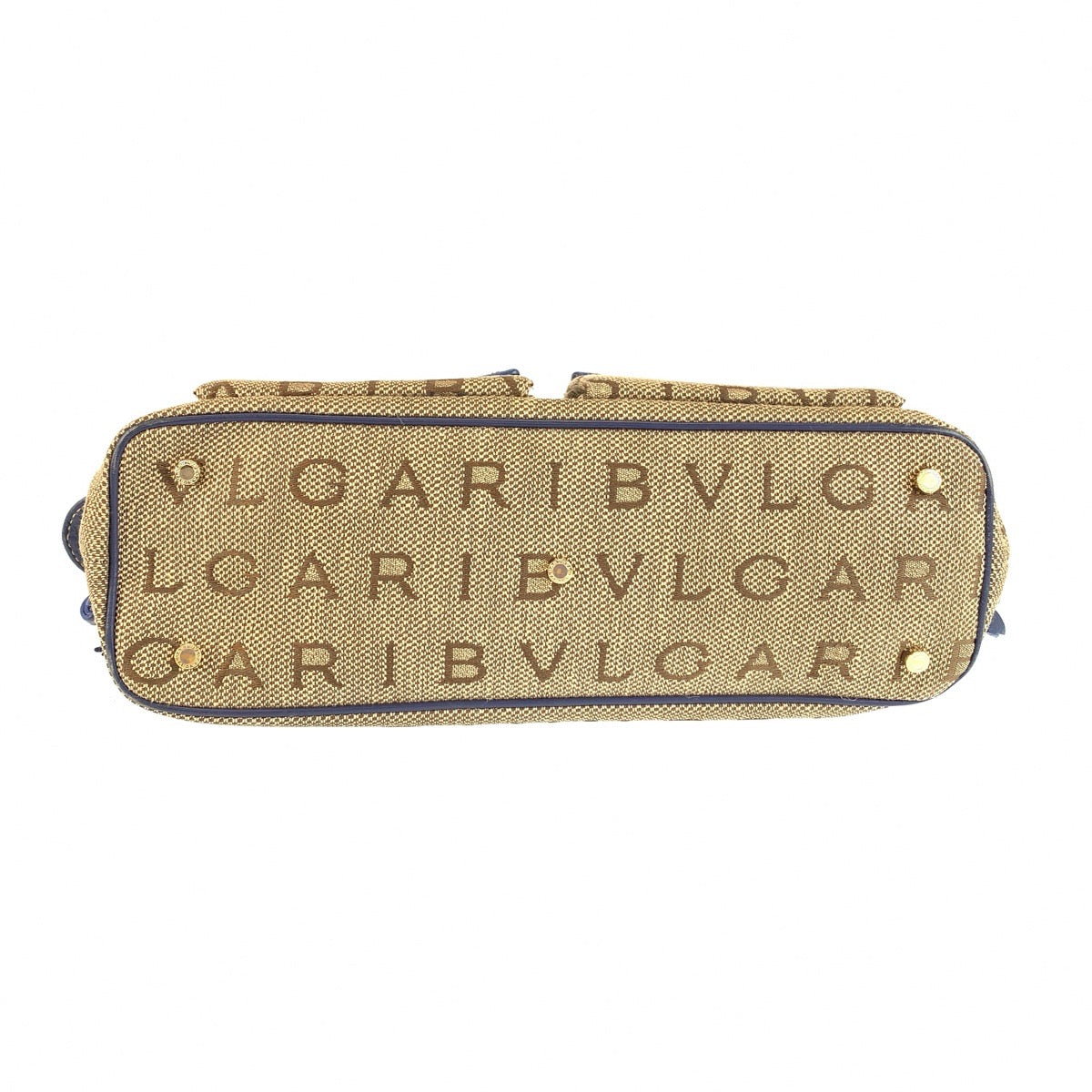 26624
BVLGARI ブルガリ ロゴマニア ベージュ ブルー ゴールド金具 キャンバス / レザー ハンドバッグ ショルダーバッグ 2WAY レディース AB32