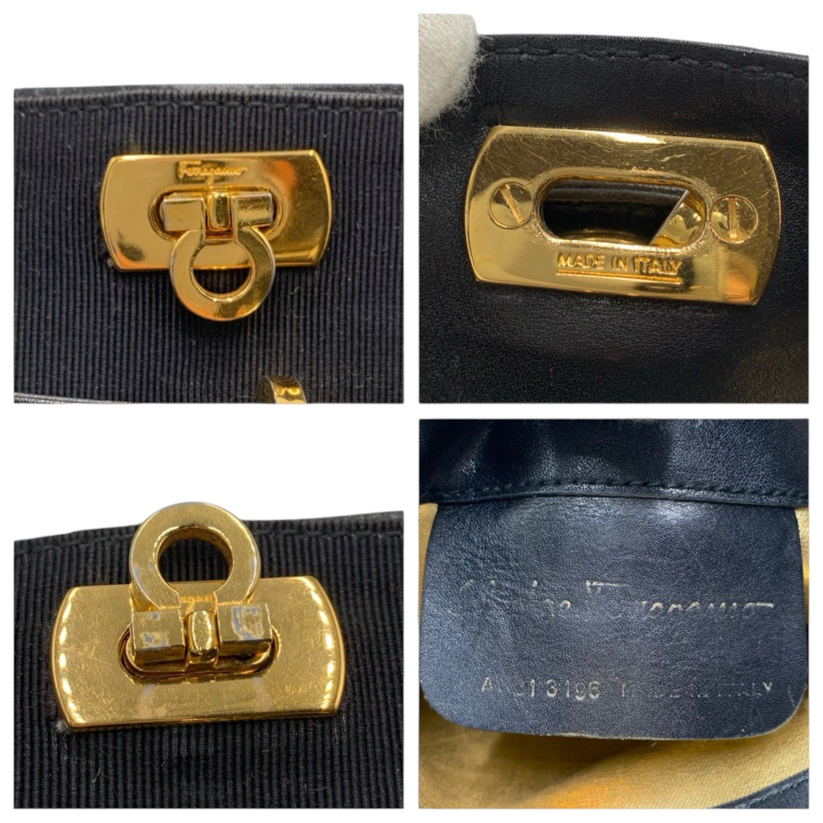 26626
Salvatore Ferragamo サルヴァトーレフェラガモ ガンチーニ ブラック 黒 ゴールド金具 ナイロン ショルダーバッグ レディース AB23
