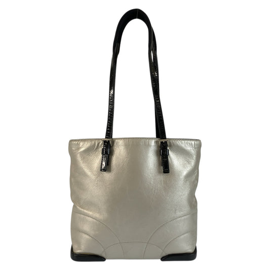 26627
PRADA プラダ シルバー ブラック レザー トートバッグ ショルダーバッグ レディース AB28