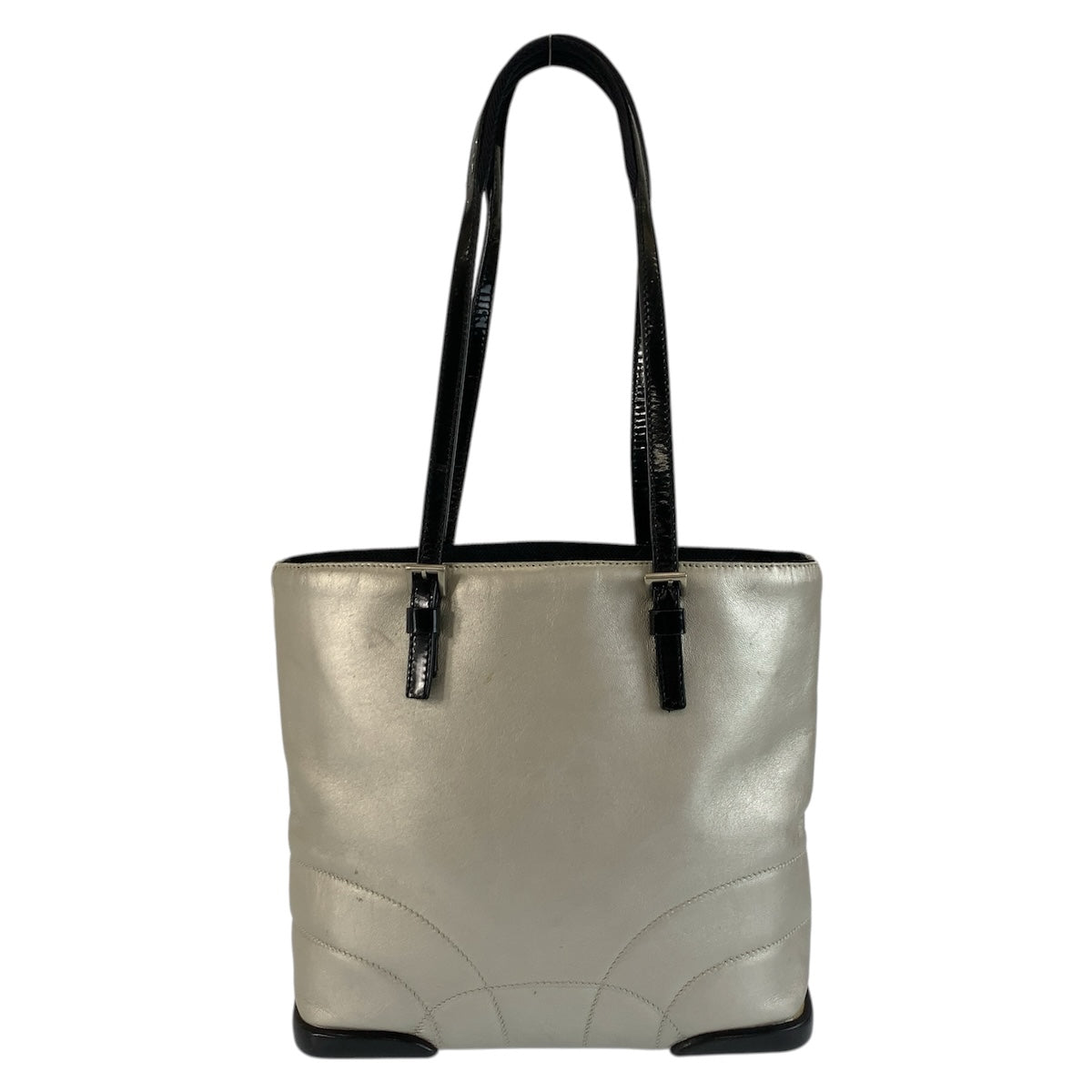 26627
PRADA プラダ シルバー ブラック レザー トートバッグ ショルダーバッグ レディース AB28