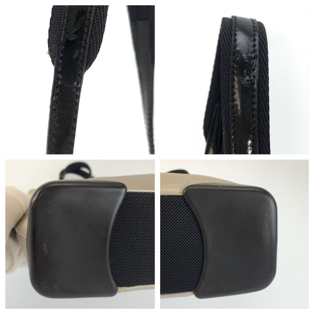 26627
PRADA プラダ シルバー ブラック レザー トートバッグ ショルダーバッグ レディース AB28