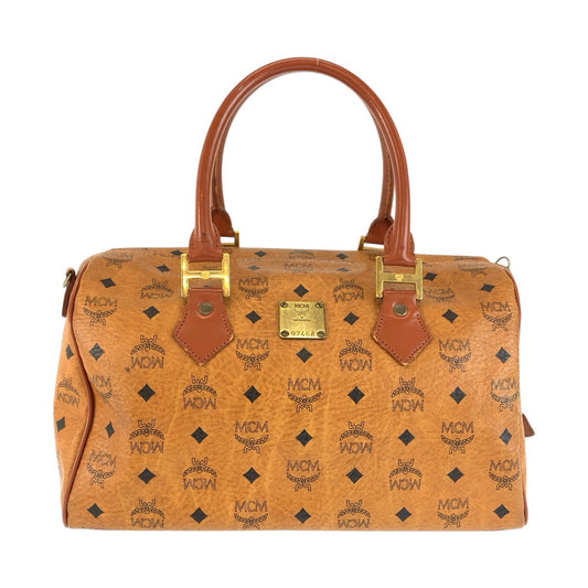26628
MCM エム シー エム ヴィセトス ブラウン コニャック ゴールド金具 PVC / レザー ハンドバッグ ミニボストンバッグ レディース AB21