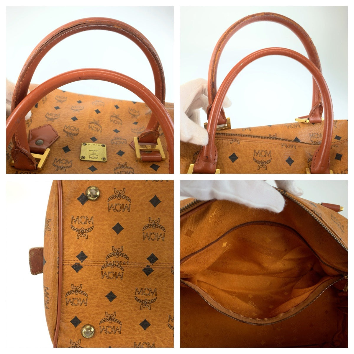 26628
MCM エム シー エム ヴィセトス ブラウン コニャック ゴールド金具 PVC / レザー ハンドバッグ ミニボストンバッグ レディース AB21