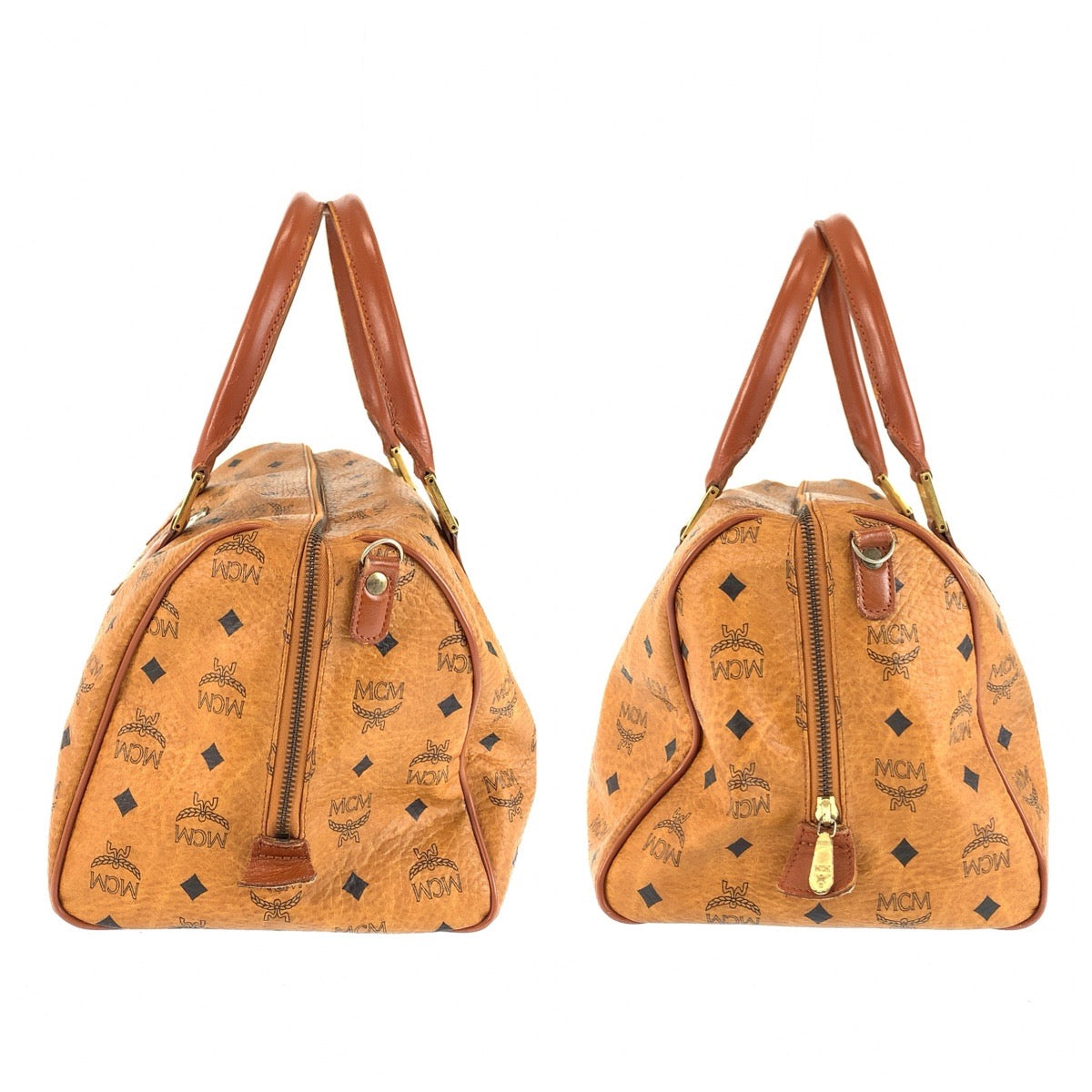 26628
MCM エム シー エム ヴィセトス ブラウン コニャック ゴールド金具 PVC / レザー ハンドバッグ ミニボストンバッグ レディース AB21