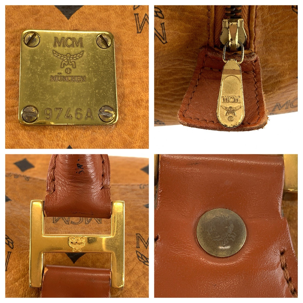 26628
MCM エム シー エム ヴィセトス ブラウン コニャック ゴールド金具 PVC / レザー ハンドバッグ ミニボストンバッグ レディース AB21