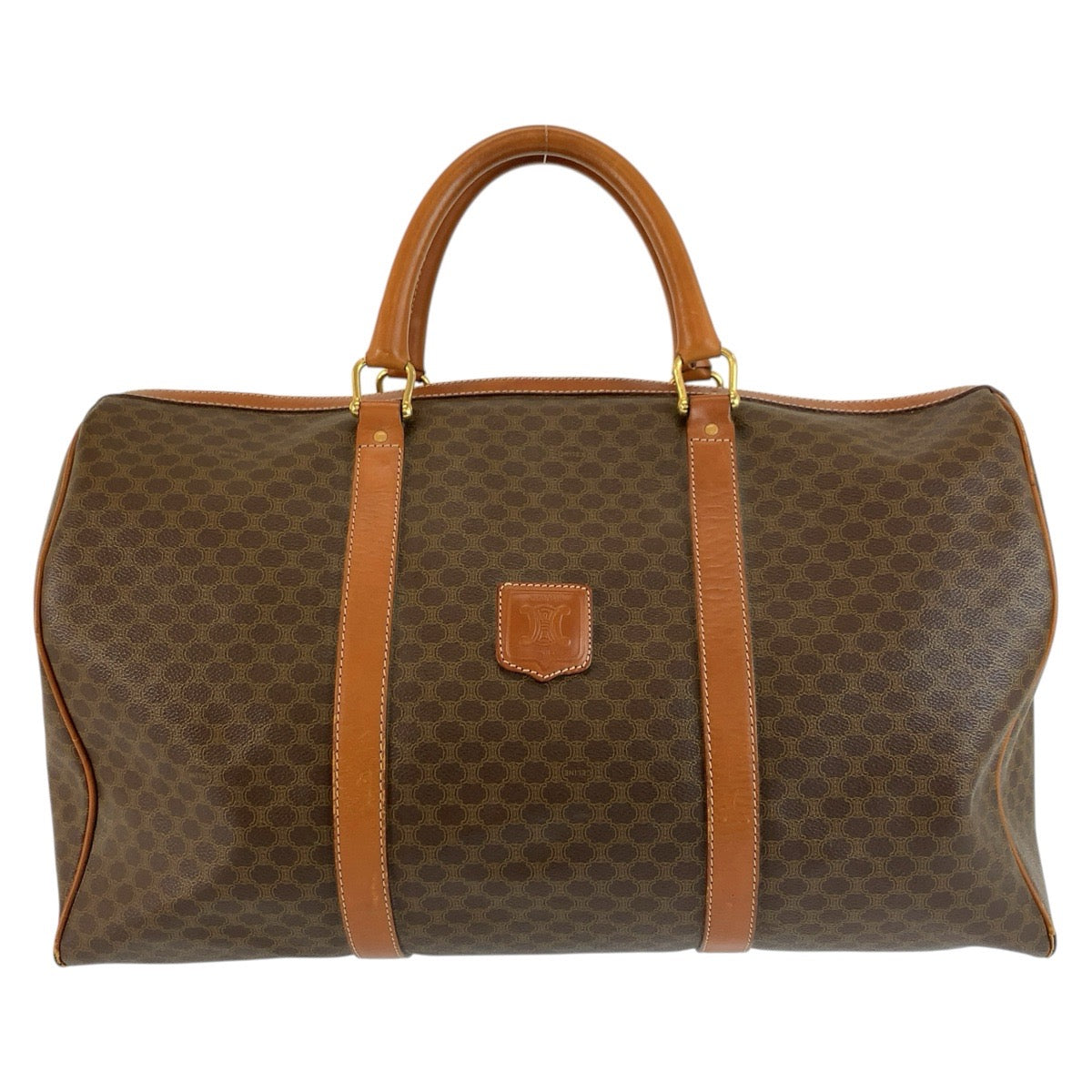 26629
CELINE セリーヌ ヴィンテージ マカダム ブラウン ゴールド金具 PVC / レザー M11 ボストンバッグ ハンドバッグ レディース AB28