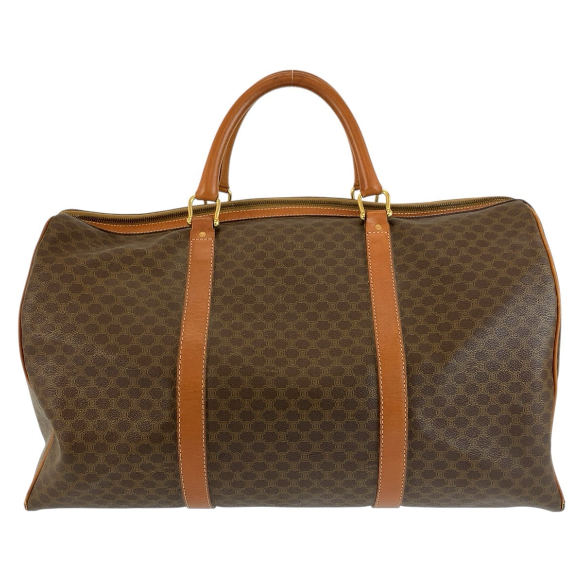 26629
CELINE セリーヌ ヴィンテージ マカダム ブラウン ゴールド金具 PVC / レザー M11 ボストンバッグ ハンドバッグ レディース AB28