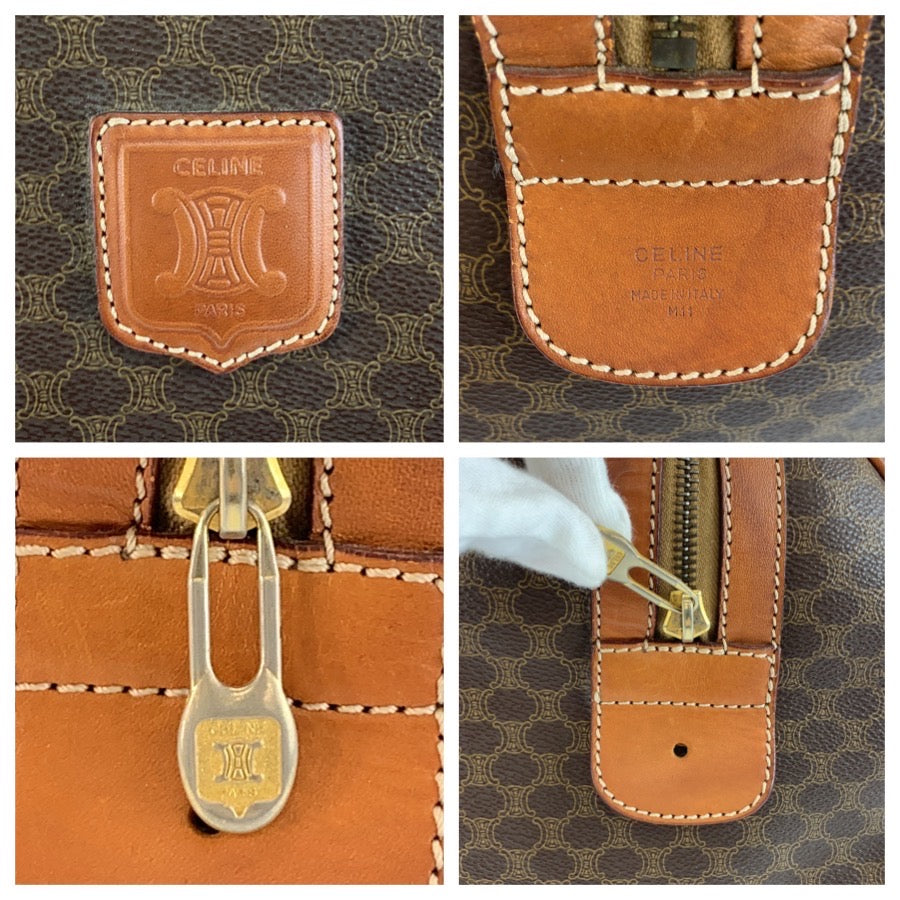 26629
CELINE セリーヌ ヴィンテージ マカダム ブラウン ゴールド金具 PVC / レザー M11 ボストンバッグ ハンドバッグ レディース AB28