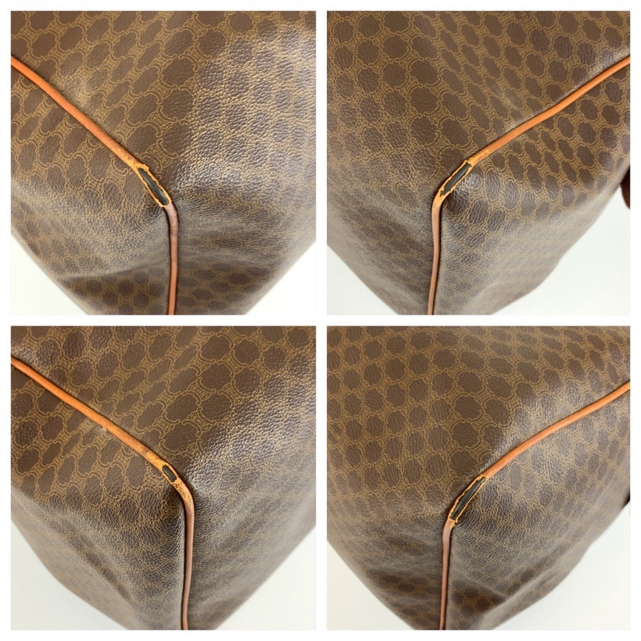 26629
CELINE セリーヌ ヴィンテージ マカダム ブラウン ゴールド金具 PVC / レザー M11 ボストンバッグ ハンドバッグ レディース AB28