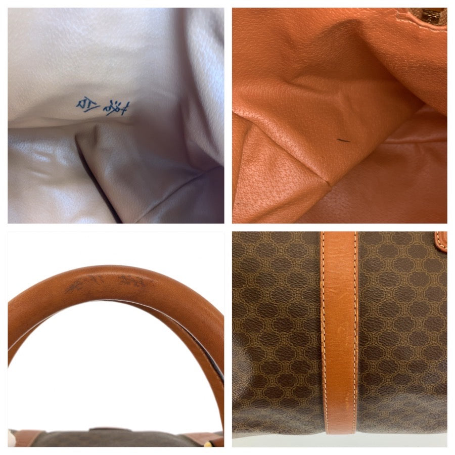26629
CELINE セリーヌ ヴィンテージ マカダム ブラウン ゴールド金具 PVC / レザー M11 ボストンバッグ ハンドバッグ レディース AB28