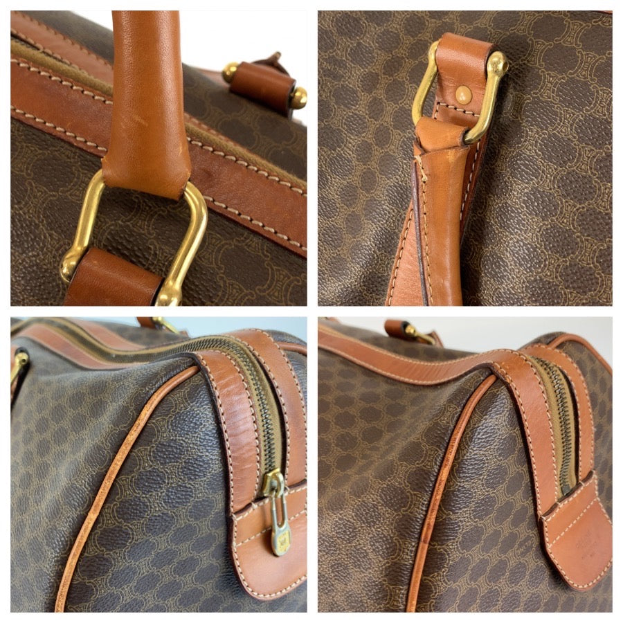 26629
CELINE セリーヌ ヴィンテージ マカダム ブラウン ゴールド金具 PVC / レザー M11 ボストンバッグ ハンドバッグ レディース AB28