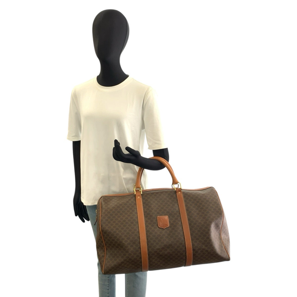 26629
CELINE セリーヌ ヴィンテージ マカダム ブラウン ゴールド金具 PVC / レザー M11 ボストンバッグ ハンドバッグ レディース AB28