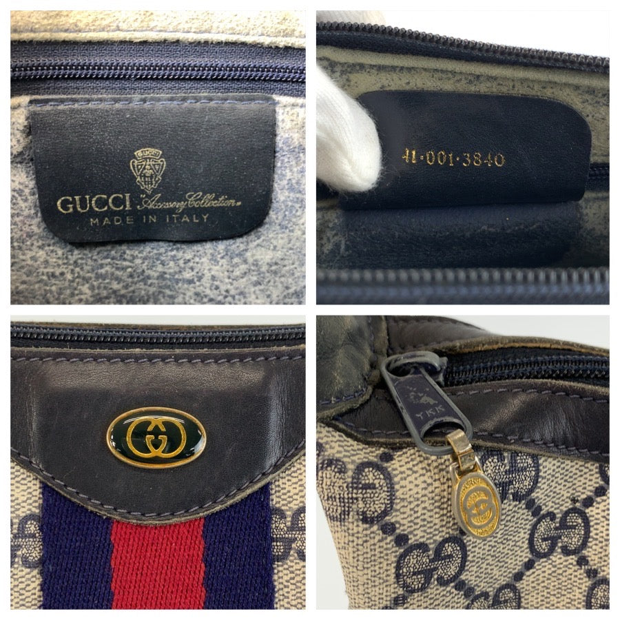 26630
GUCCI グッチ ヴィンテージ シェリーライン グレー ネイビー GGスプリームキャンバス / レザー 41 001 3840 ショルダーバッグ レディース AB28