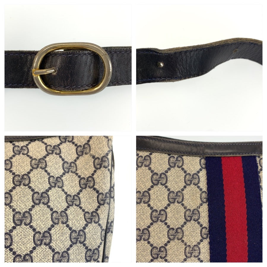 26630
GUCCI グッチ ヴィンテージ シェリーライン グレー ネイビー GGスプリームキャンバス / レザー 41 001 3840 ショルダーバッグ レディース AB28