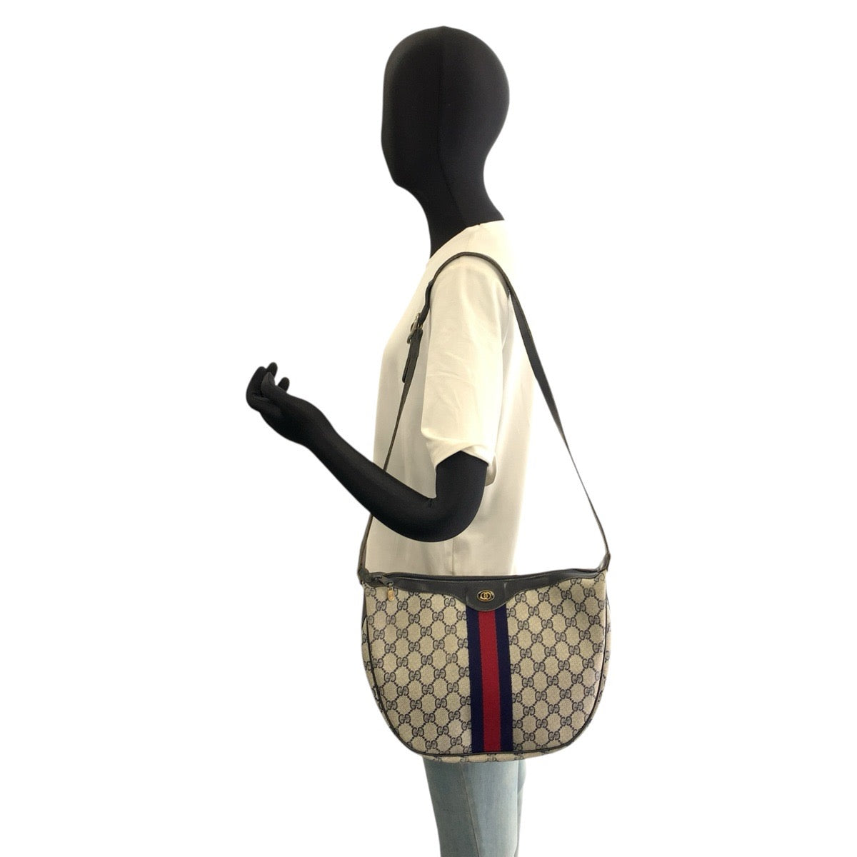 26630
GUCCI グッチ ヴィンテージ シェリーライン グレー ネイビー GGスプリームキャンバス / レザー 41 001 3840 ショルダーバッグ レディース AB28