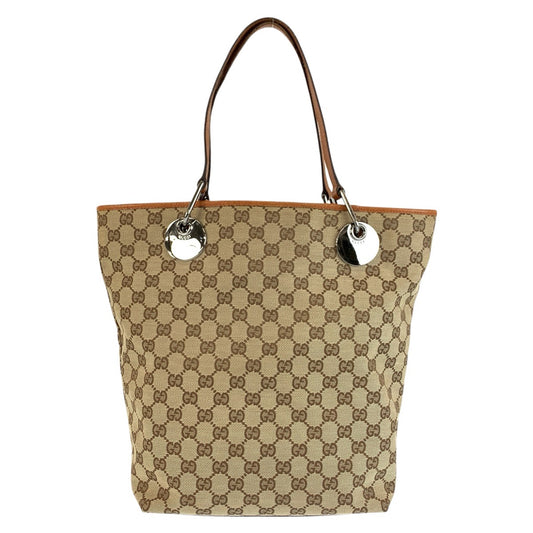 26638
GUCCI グッチ ベージュ ブラウン シルバー金具 GGキャンバス / レザー 120836 トートバッグ ショルダーバッグ レディース ABP38