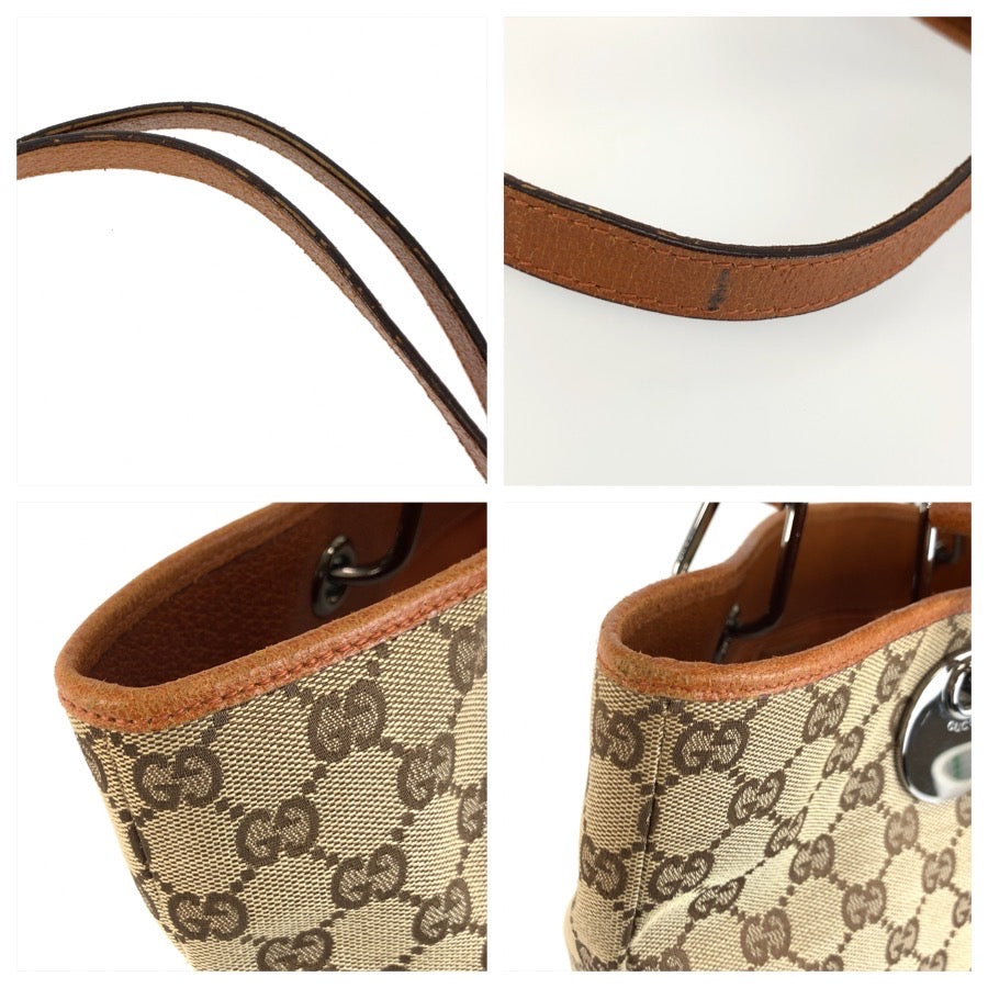 26638
GUCCI グッチ ベージュ ブラウン シルバー金具 GGキャンバス / レザー 120836 トートバッグ ショルダーバッグ レディース ABP38