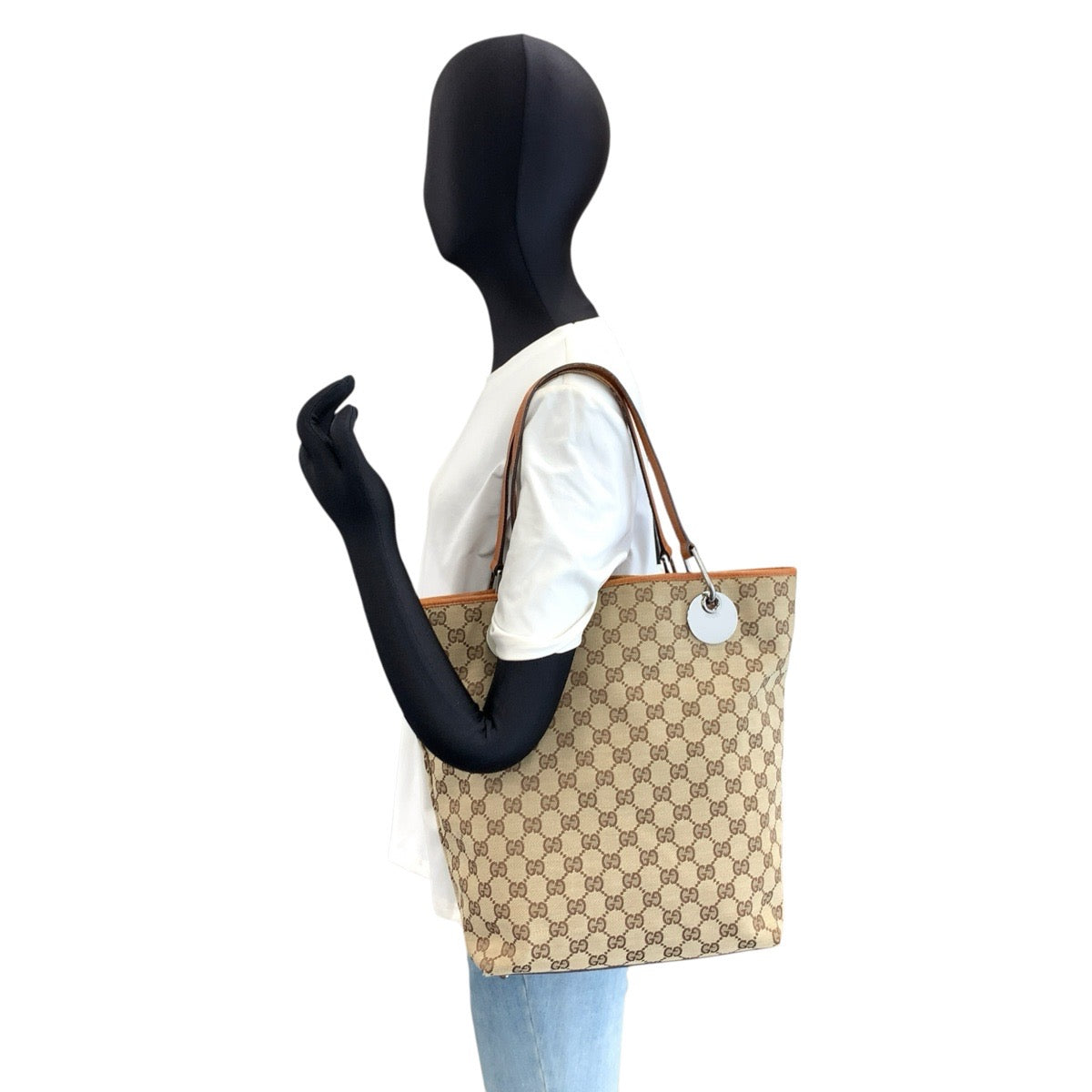 26638
GUCCI グッチ ベージュ ブラウン シルバー金具 GGキャンバス / レザー 120836 トートバッグ ショルダーバッグ レディース ABP38